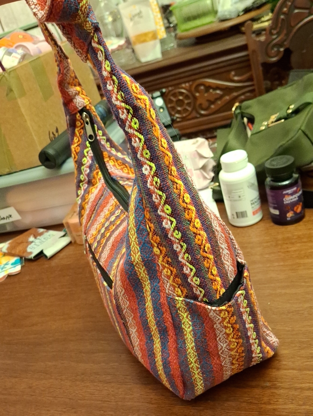 Desigual Bohemian Striped Fabric Hobo Bag - Preloved  Multicolor - Picture 4 of 15